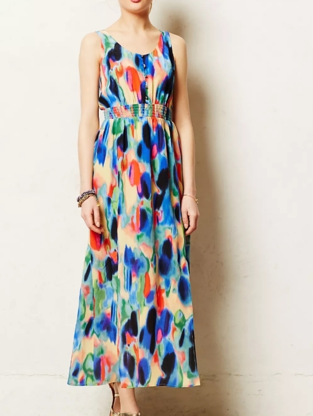 Anthropologie Multicolor Aloisia Maxi Dress Silk Size 12P - Picture 1 of 8